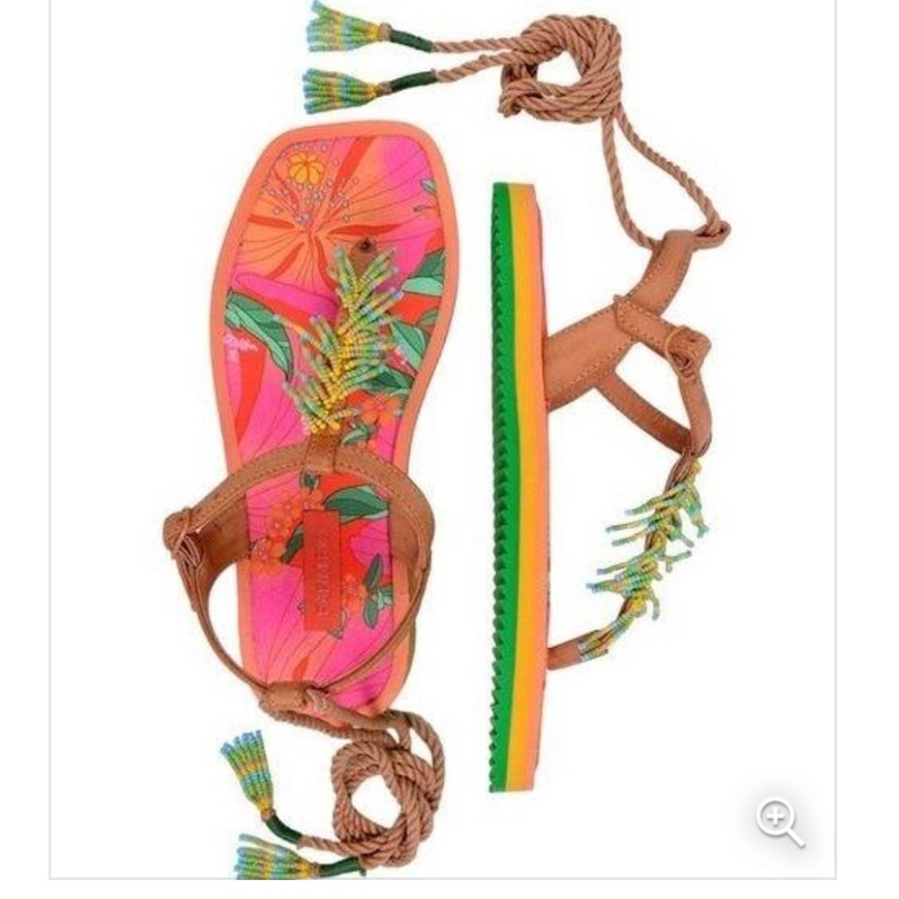 NWT farm rio floral pietra banana beaded flat 8
